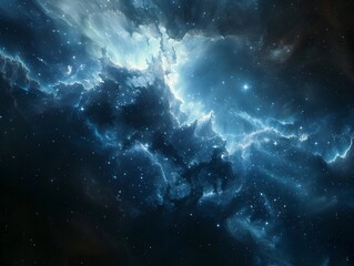 Fototapeta premium Glowing Cosmic Nebula with Scattered Stars in the Expansive and Mysterious Space