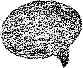 Oval and round chalk, crayon hand drawing speech bubble. Grunge texture illustration with chalkboard background for design template business presentation, school education.