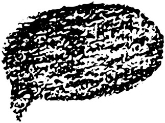 Oval and round chalk, crayon hand drawing speech bubble. Grunge texture illustration with chalkboard background for design template business presentation, school education.