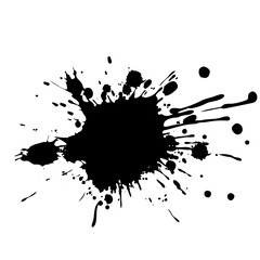 Abstract Black Ink Splatter on White Background