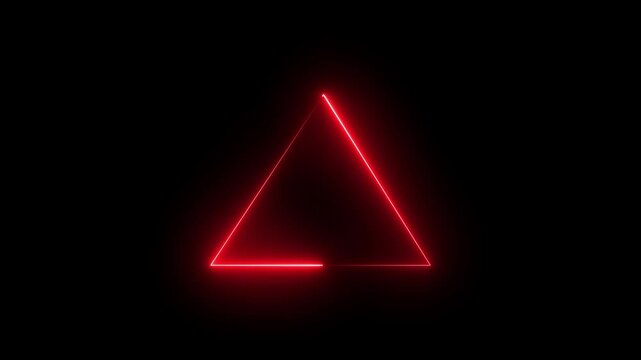 Glowing triangle frame loading animation. Neon abstract geometric shape looping animation.