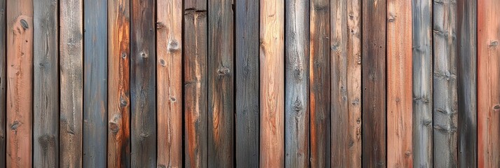 Rustic Wooden Plank Background Texture - A close-up shot of weathered wooden planks, showcasing the natural beauty of wood grain, texture, and variations in color.  The planks create a rustic and time