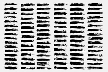 Mega vector brush strokes collection, Ink splatters, grungy painted lines, artistic design elements: waves, circles, triangles. Vector paintbrush set
