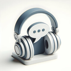 Digital Learning: Headphones and Speech Bubble Vector Concept for Online Education Resources - Stock Photo
