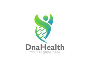 Obraz premium happy dna health logo designs for medical service or lab