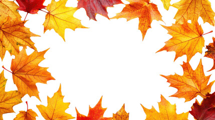 Vibrant autumn leaves frame a blank space, perfect for seasonal themes and fall celebrations.