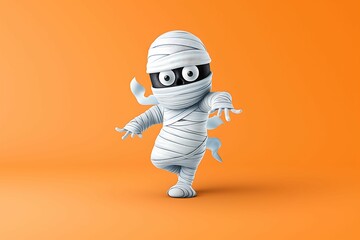 Fototapeta premium Mummy with toon shading bright colors and soft textures isometric view color pencil style isolated on pastel background fantasy mood more clarity with clear light and sharp focus high detailed