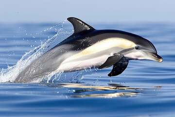 Fototapeta premium Delfine im abendlichen Sonnenuntergang im offenen Ozean