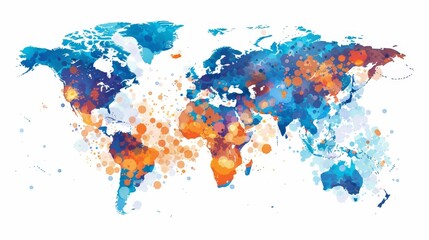 Fototapeta premium Draw a world map showing the distribution of major global health problems and the locations of famous medical research centers.
