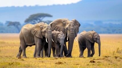 Obraz premium Elephants form deep family bonds and are admired for their gentle giants.
