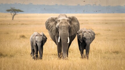Fototapeta premium Elephants form deep family bonds and are admired for their gentle giants.