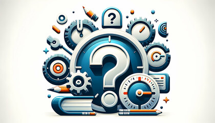 Obraz premium Isolated Online Quiz Tools Vector - Assessment and Educational Resources Stock Photo Concept