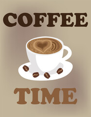 Illustration of coffee on a brown background.