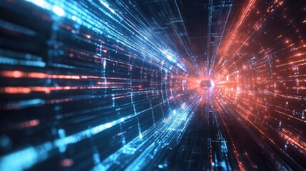Fototapeta premium A high-tech cyber pulse with animated light trails and glowing patterns, forming a futuristic digital scene.