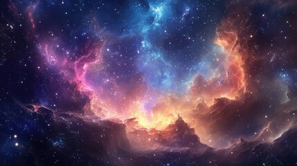 Fototapeta premium A celestial scene with ethereal fragments of color and light drifting through a soft, dreamy space.