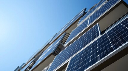 Obraz premium Modern residential building with solar panels