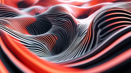 Abstract Wavy Lines in Red and Black