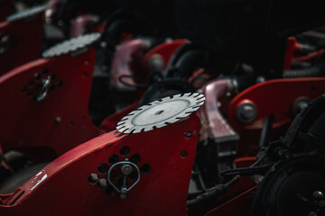Detailed View of Tractor's Seeding Attachment