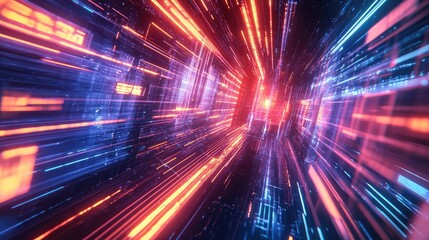 Dynamic cyber pulse with bright, pulsating neon lines creating an energetic and modern digital scene.