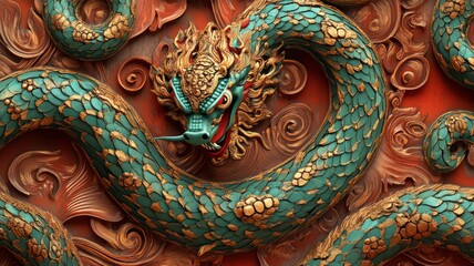 Beautifully crafted green snake with gold details and red tongue, marking the 2025 Chinese zodiac.