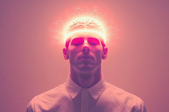 A man in profile surrounded by warm glowing light representing introspection the calm focus of deep thinking and the mental clarity that comes from inner peace and reflection