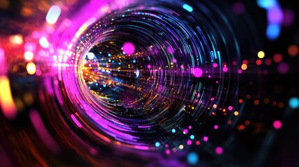 Obraz premium Abstract cyber pulse with vibrant, pulsating colors and digital effects, creating a modern, digital feel.