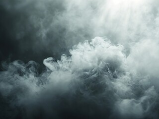 Fototapeta premium Abstract background of white smoke with a ray of light shining through it, creating a dramatic and ethereal effect.