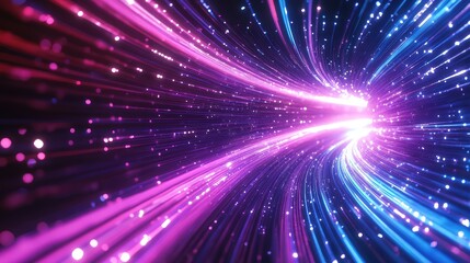 Naklejka premium A vibrant cyber pulse with dynamic light trails and electronic waves, creating a cutting-edge digital look.