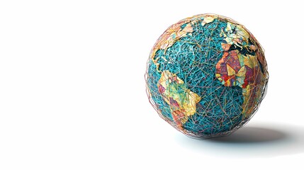 Colorful globe made of textured material, representing unity and diversity in the world, ideal for educational and promotional purposes.