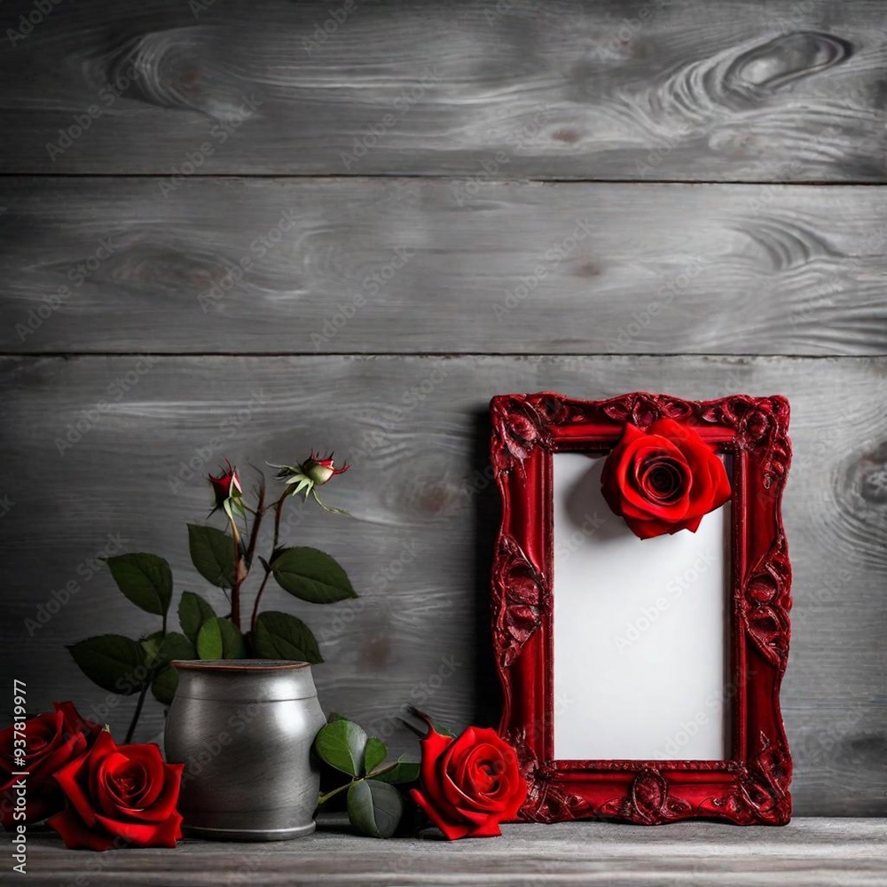 Poster red rose with space