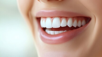 Fototapeta premium Perfect Smile - Close-up of Smiling Teeth in Clinic Setting with Copy Space for Text