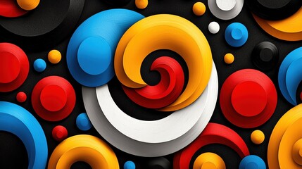 Vibrant abstract art with circular shapes in bold colors, creating a dynamic and modern visual appeal.