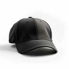 Obraz premium Blank black baseball cap mockup side view isolated on white background. Generative ai