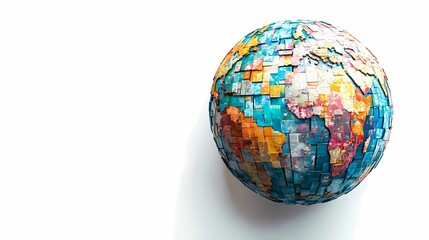 Obraz premium Colorful globe made of mosaic tiles representing unity, diversity, and global culture. Perfect for educational and artistic themes.