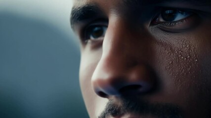 Focused athlete contemplating next move with intense determination and confidence, embodying essence of champion in sports and fitness