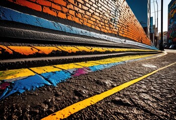 vibrant pavement unique tire tracks patterns creating colorful urban canvas, art, design, texture, street, asphalt, markings, lines, footprints, shapes