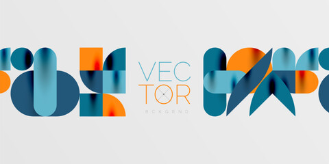 Circles, semi circles, squares and round shapes mosaic techno art. Vector Illustration For Wallpaper, Banner, Background, Card, Book Illustration, landing page