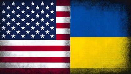Flags of the USA and Ukraine
