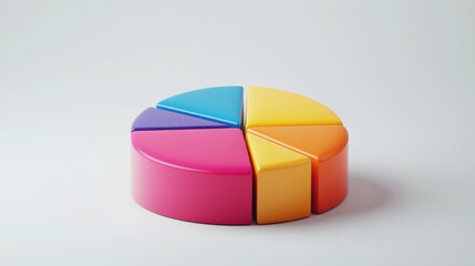 Obraz premium Colorful 3D Pie Chart for Creative Data Visualization and Business Analysis