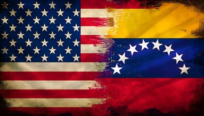 Flags of the USA and Venezuela