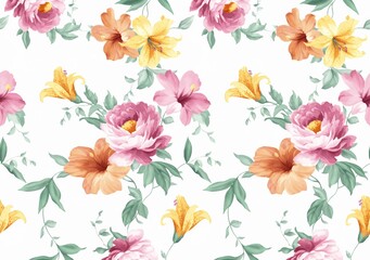 floral repetition design painted in watercolors