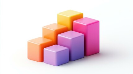 Obraz premium Dynamic 3D Block Graph Representing Business Growth and Data Analysis