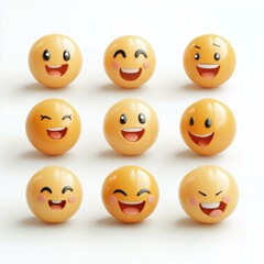 Fototapeta premium Vibrant Collection of Smiley Faces: Capturing Joy and Playfulness in 3D Design