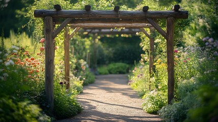 Naklejka premium Natural garden arbor in an allotment garden : Generative AI