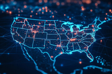 globe network america, Digital map of USA, globe america,  America global network concept, telecommunication, network america, data transfer 