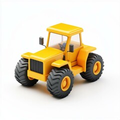 Obraz premium Colorful Yellow Tractor Toy: A Playful Addition to Your Child's Imaginative Adventures