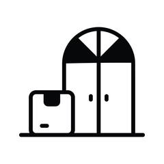 Parcel with home door concept icon of home delivery, door delivery vector isolated on white background