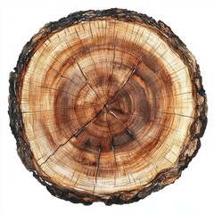 Fototapeta premium Bullet Wood with refined border, rich pigment tones, isolated on white background, watercolor on white background, no blur, photo not dark, everything is clear, copy space