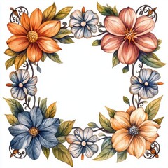 Fototapeta premium Four OClock Flower with intricate border