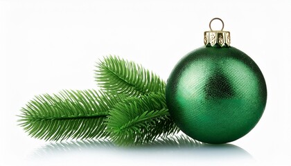 green Christmas ball isolated on white background